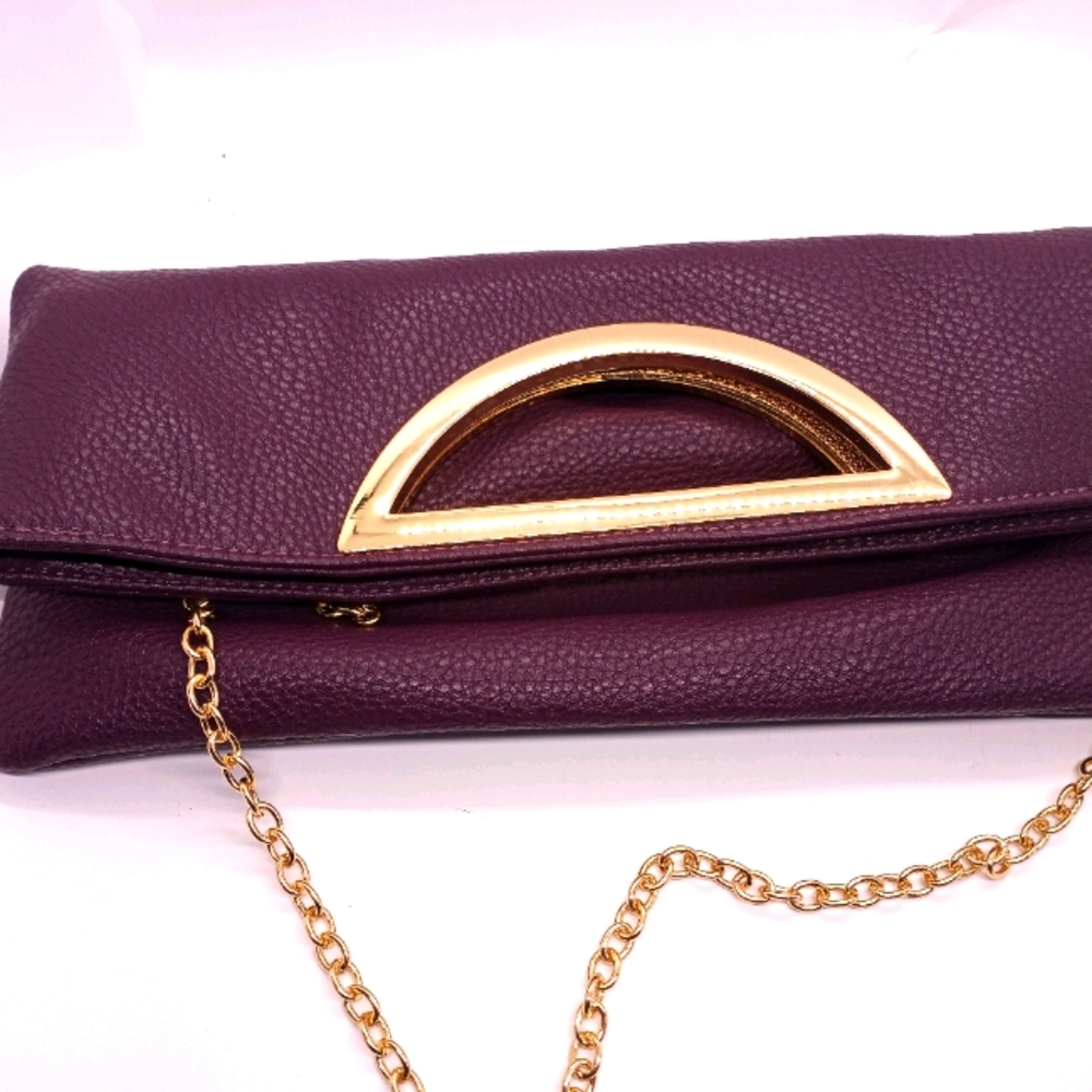 Charming Charlie Purple Purse with gold chain